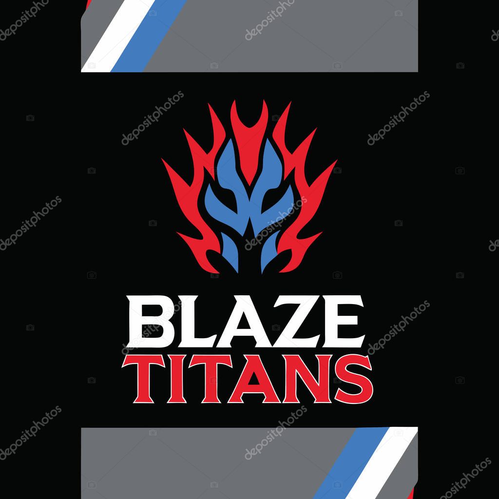 Sports Logo with Blaze Titans Vector Illustration Design