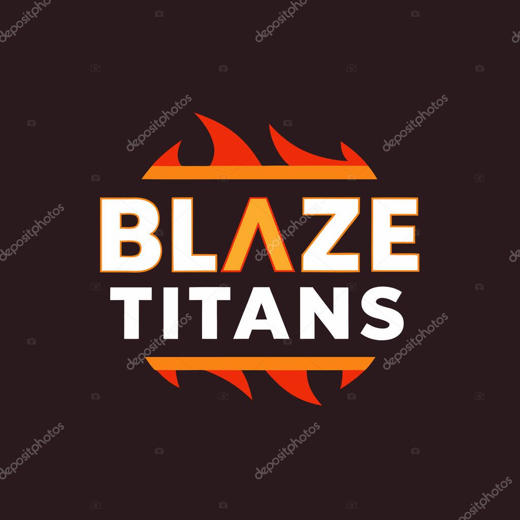 Sports Logo with Blaze Titans Vector Illustration Design