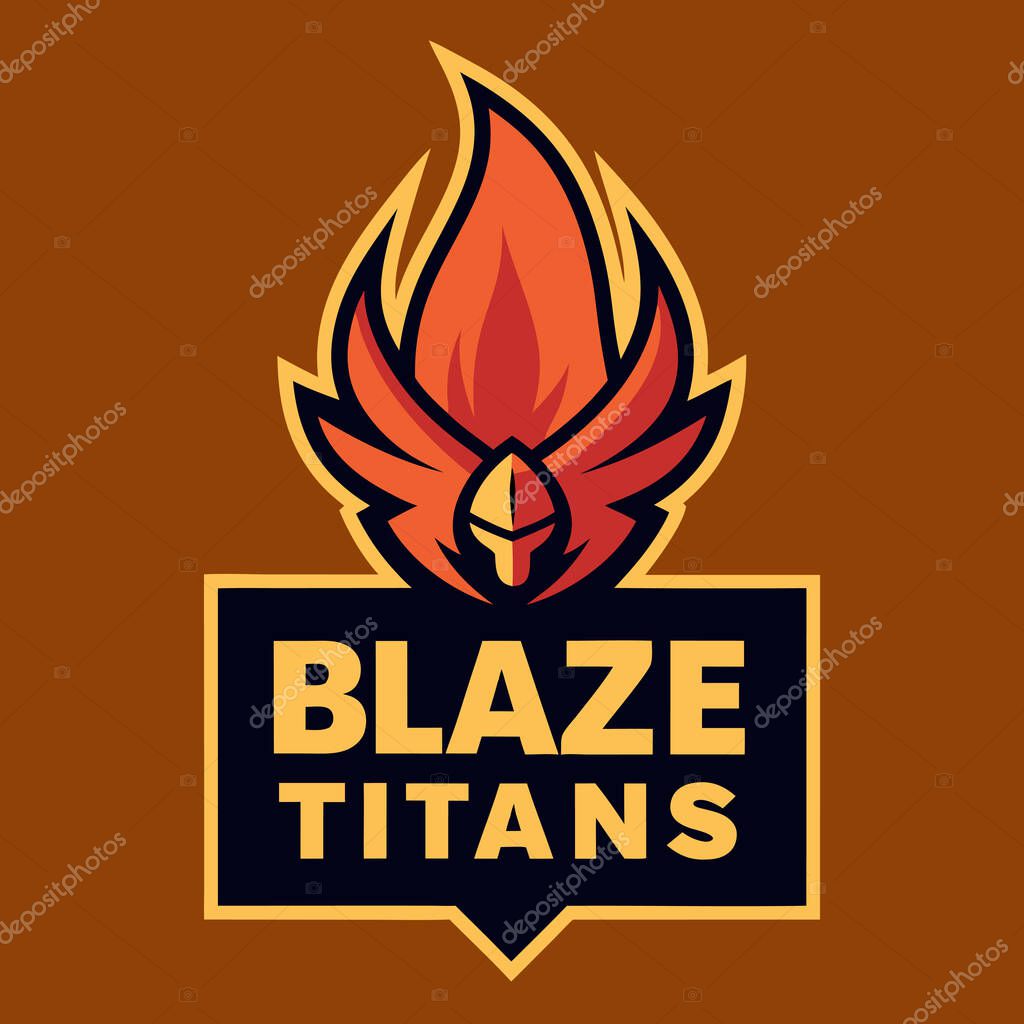 Sports Logo with Blaze Titans Vector Illustration Design