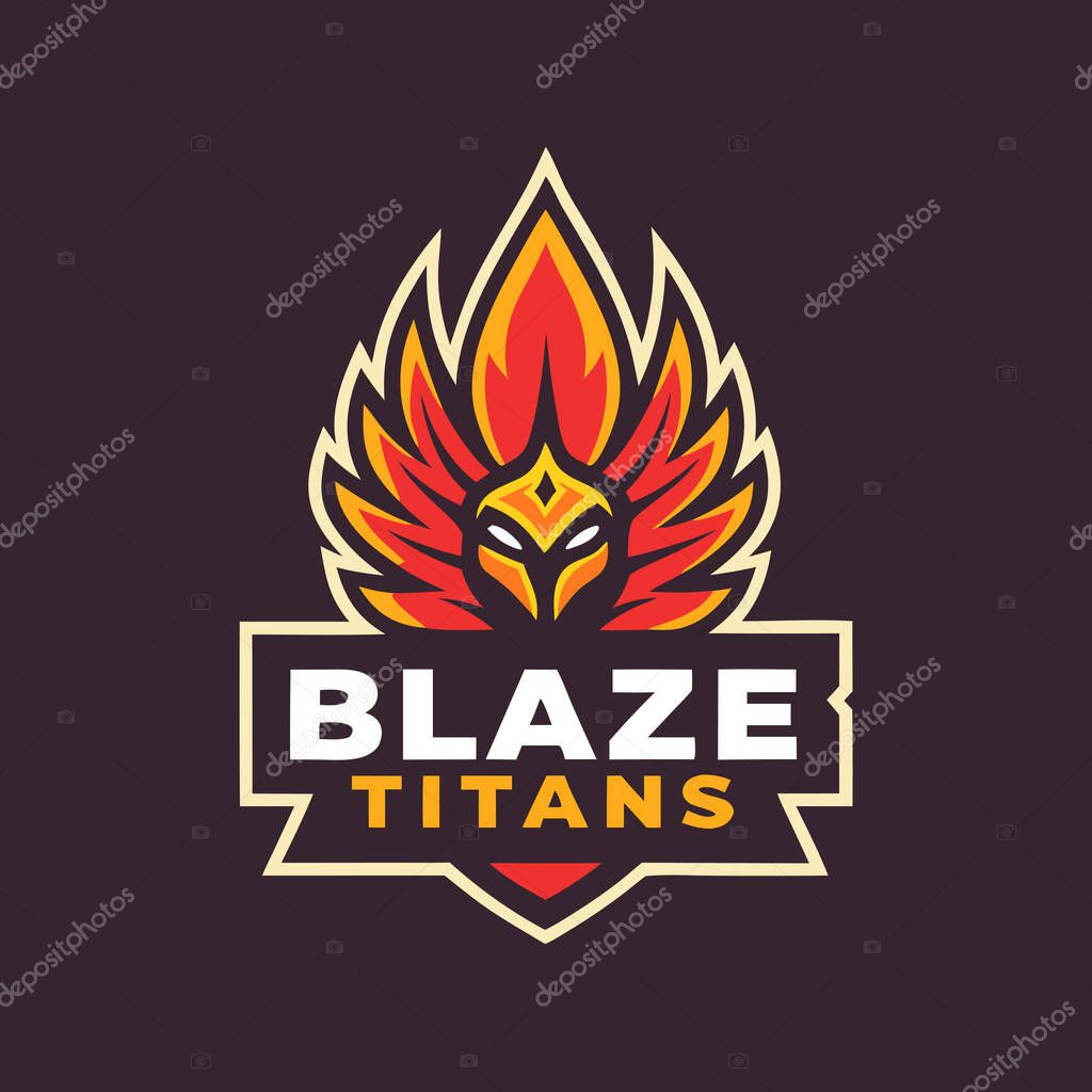 Sports Logo with Blaze Titans Vector Illustration Design