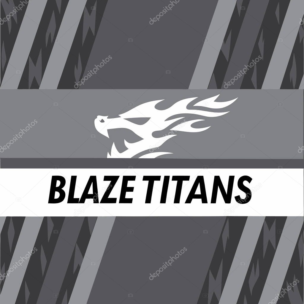 Sports Logo with Blaze Titans Vector Illustration Design