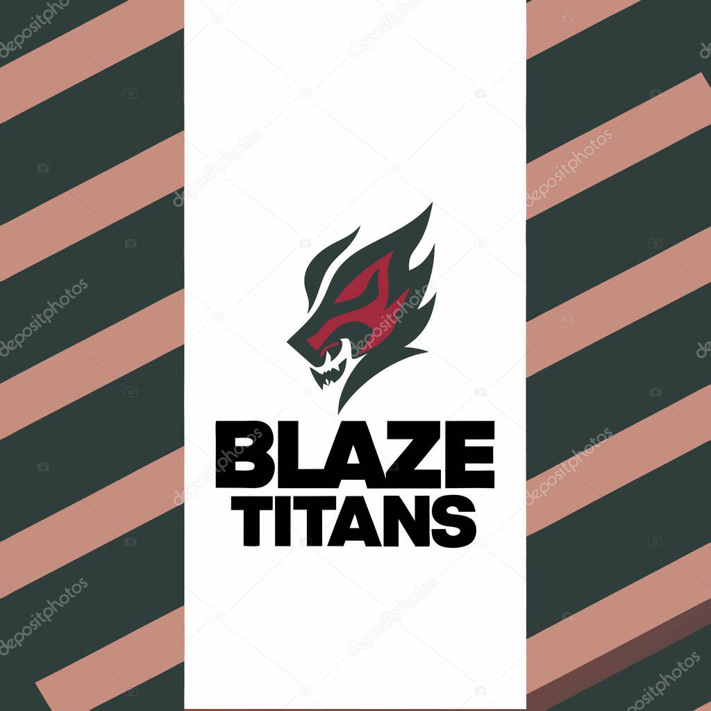 Sports Logo with Blaze Titans Vector Illustration Design
