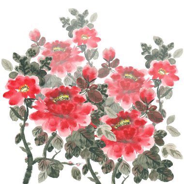 demet çiçek beyaz zemin üzerine suluboya şakayık