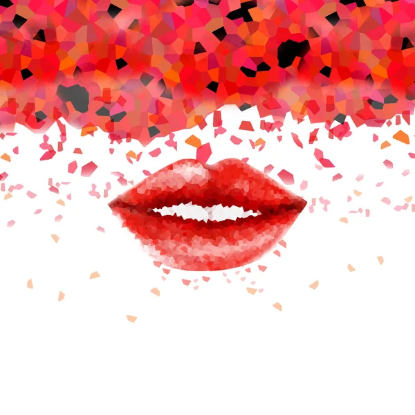 Koncepcja Zwijanie Człowieka Fasady Krystalizuje Czerwone Usta Spadające Kawałki Szkła — Zdjęcie stockowe