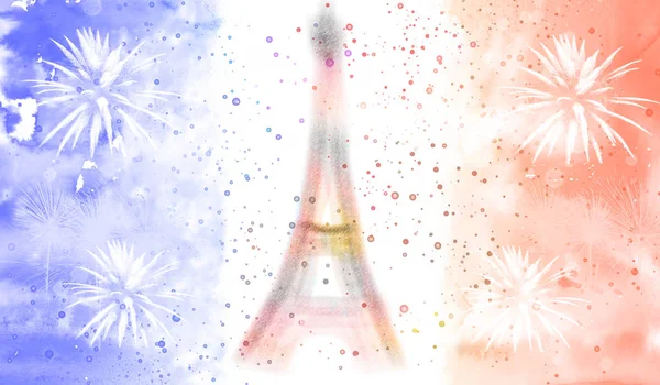 Flag France Eiffel Tower Silhouette Concept Bastille Day Celebration — Stock Photo, Image