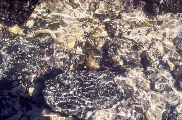 Eau Mer Claire Avec Des Cailloux Des Roches Lave Sous — Photo