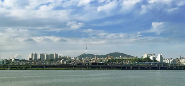 Paisagem Urbana Seul Com Vista Para Rio Han Torre Seul — Fotografia de Stock