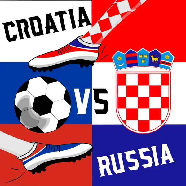 Koncept Obrázek Pro Fotbalové Mistrovství Evropy 2018 Čtvrtfinále Chorvatských Ruské — Stockový vektor