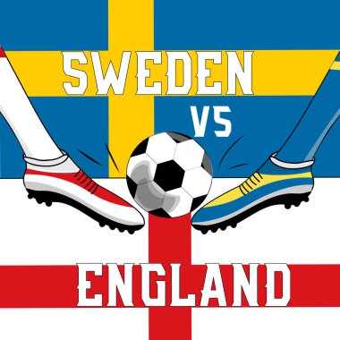 futbol championat 2018 çeyrek ile İngiltere ve İsveç bayraklarını ve oyuncular ayak için kavram resmi