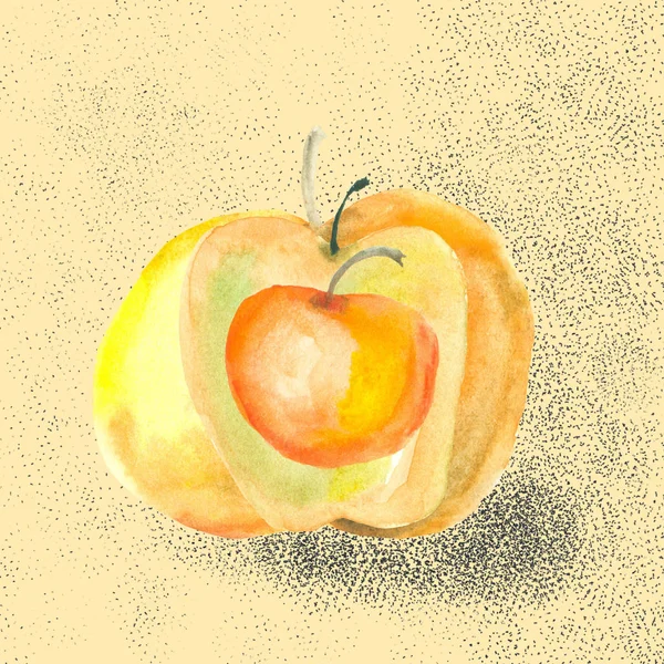 Image Abstarct Pommes Aquarelle Avec Fond Pointillé — Photo