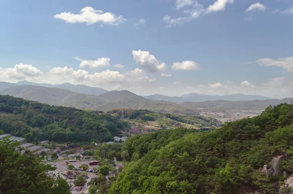 Magnifique Vue Paysage Sud Coréen Avec Village Montagnes — Photo