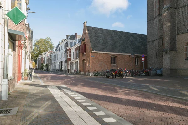 Uitzicht Lege Straat Van Utrecht Zonnige Zondag Oktober Dag — Stockfoto