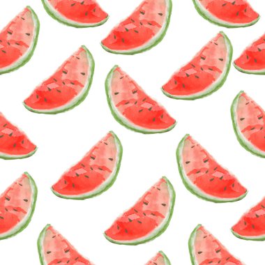 karpuz dilimleri beyaz arka plan üzerinde izole seamless modeli