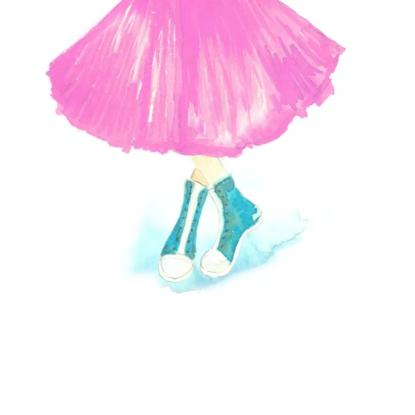 Розовая Юбка Кроссовки — стоковое фото