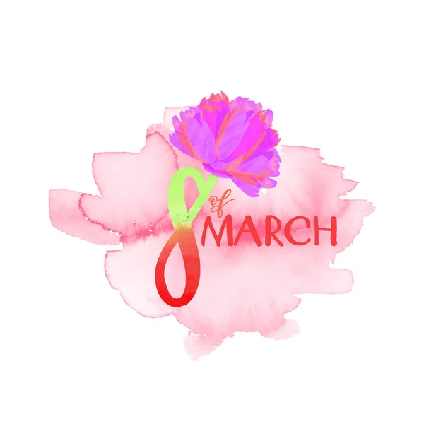 Βιολετί Ακουαρέλα Τουλίπα Διακόσμηση Στις Μαρτίου Σημείου Ροζ Φόντο Ακουαρέλα — Φωτογραφία Αρχείου