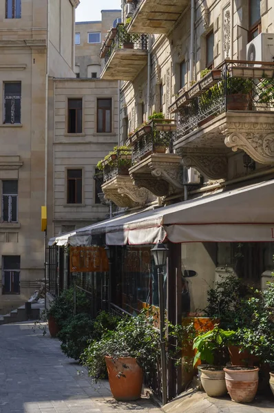 Bloempotten decor op de straat — Stockfoto