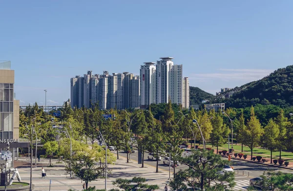 Busan Zuid Korea September 2019 Stadsgezicht Van Moderne Gebouwen Wegen — Stockfoto