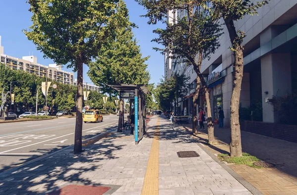 Seoul Zuid Korea September 2019 Typische Bushalte Zuid Korea Zonnige — Stockfoto