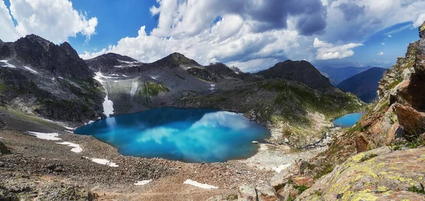 Panoramabilder Våren Dalen Kaukasus Bergen Arkhyz Ryssland Utmärkt Soluppgång Och — Stockfoto