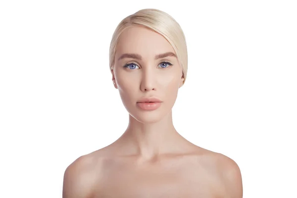 Wanita kulit bersih sempurna wajah dan tubuh. Kosmetik alami, wr — Stok Foto