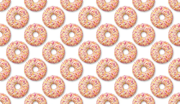 Bright Color Donut Pattern White Background Dessert Set Sweet Pastry — Stock Photo, Image