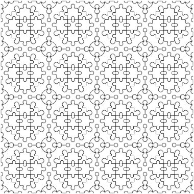 Mikroskobik pazarlarda dijital projeler, baskılar, şablonlar ve yaratıcı tasarım gereksinimleri için ideal, temiz beyaz bir arkaplan üzerinde modern şeffaf bir yapboz deseni tasarımı.