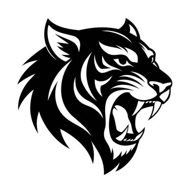 Kabile desenli ayrıntılı kaplan yüzü dövmeler, logolar, posterler ve dekoratif sanat eserleri için mükemmel güç ve kültürel sembolizm..