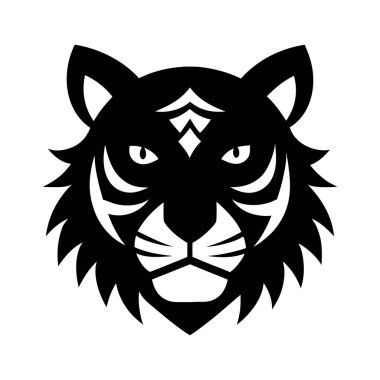 Kabile desenli ayrıntılı kaplan yüzü dövmeler, logolar, posterler ve dekoratif sanat eserleri için mükemmel güç ve kültürel sembolizm..