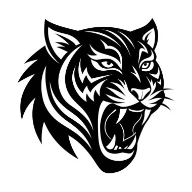 Kabile desenli ayrıntılı kaplan yüzü dövmeler, logolar, posterler ve dekoratif sanat eserleri için mükemmel güç ve kültürel sembolizm..