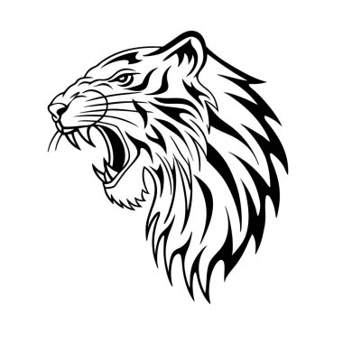 Kabile desenli ayrıntılı kaplan yüzü dövmeler, logolar, posterler ve dekoratif sanat eserleri için mükemmel güç ve kültürel sembolizm..