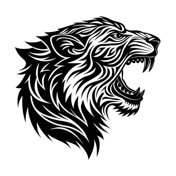 Kabile desenli ayrıntılı kaplan yüzü dövmeler, logolar, posterler ve dekoratif sanat eserleri için mükemmel güç ve kültürel sembolizm..