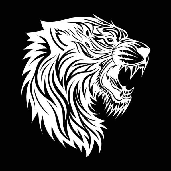 Kabile desenli ayrıntılı kaplan yüzü dövmeler, logolar, posterler ve dekoratif sanat eserleri için mükemmel güç ve kültürel sembolizm..