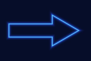 right arrow left blue glowing neon vector icon
