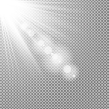light flare effect white lens effect. transparent lens flare light effect on a gray background.