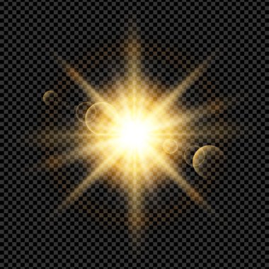 Glowing sun flare ray