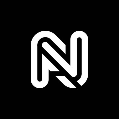 Minimalist Siyah Arkaplan üzerine Modern Monoline 'N' Design. Zarafet ve basitliği temsil eden, siyah bir arkaplan üzerinde belirgin bir şekilde gösterilen çağdaş 'N' harfi tasarımı.