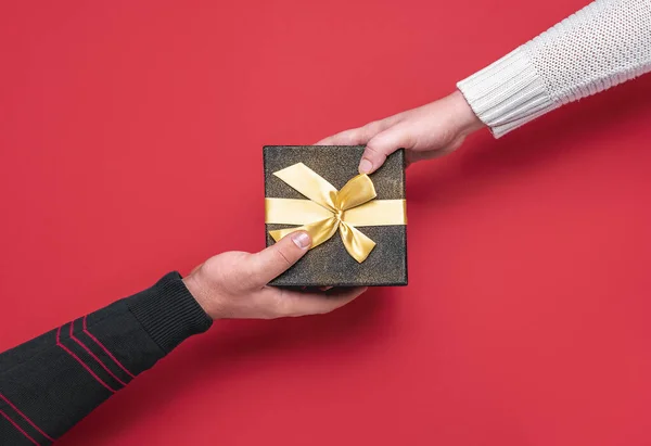 Christmas giving gift concept. Xmas gift box. Giving presents