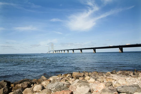 Great Belt Bridge Storebelt Denmark Connecting Zealand Funen — Stock Photo, Image