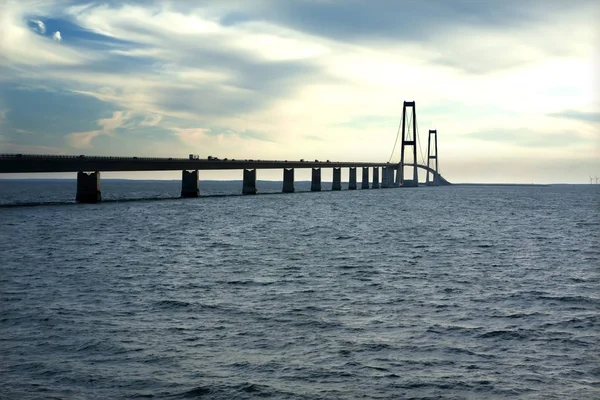 Great Belt Bridge Storebelt Denmark Connecting Zealand Funen — Stock Photo, Image