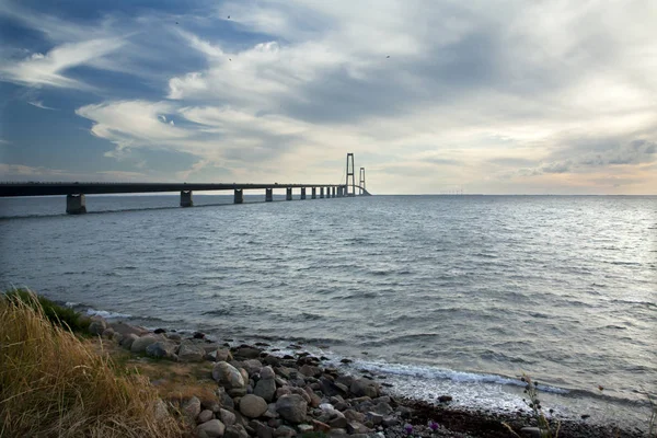 Great Belt Bridge Storebelt Denmark Connecting Zealand Funen — Stock Photo, Image