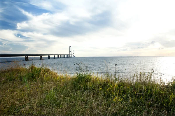 Great Belt Bridge Storebelt Denmark Connecting Zealand Funen — Stock Photo, Image