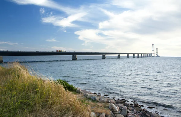 Great Belt Bridge Storebelt Denmark Connecting Zealand Funen — Stock Photo, Image