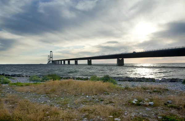 Büyük Kemer Köprüsü Danimarka Zelanda Funen Ile Bağlanma Storebelt — Stok fotoğraf