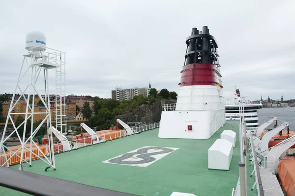 Пором Viking Line Димоходу Червня 2018 Стокгольм Швеція — стокове фото