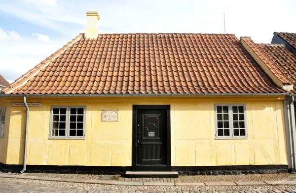 Altstadt Von Odense Dänemark Andersen Gelbes Haus Ist Der Geburtsort — Stockfoto