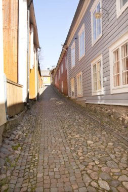 Güzel Eski sokaklar görünümünü. Porvoo. Finlandiya