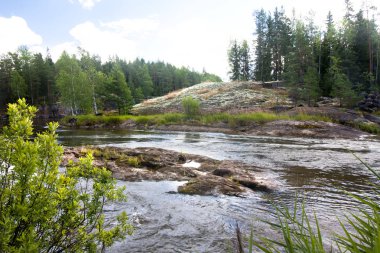 Kymijoki Nehri suları Finlandiya'da yaz peyzaj