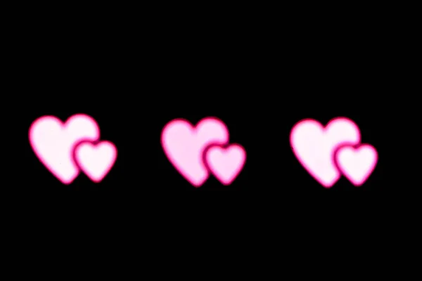 Pink White Heart Bokeh Black Background Photo — 스톡 사진