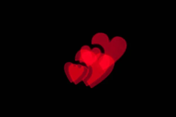 Rotes Herz Bokeh Schwarzer Hintergrund Foto — Stockfoto