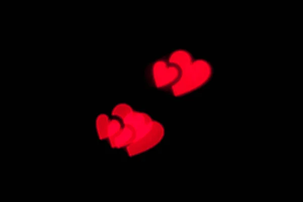 Rotes Herz Bokeh Schwarzer Hintergrund Foto — Stockfoto